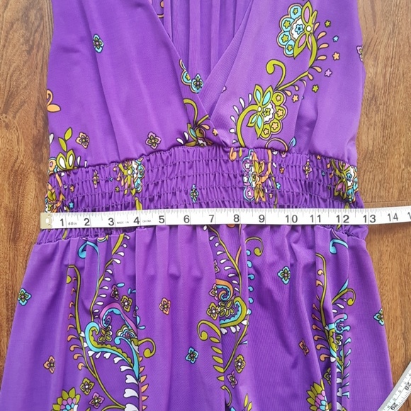 Purple Paisley Dress with Green Bandeau - Picture 7 of 7